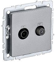 Розетка TV+SAT Оконечная без рамки IEK Brite РТВ/РСп12-БрА 2-м. алюминий картинка